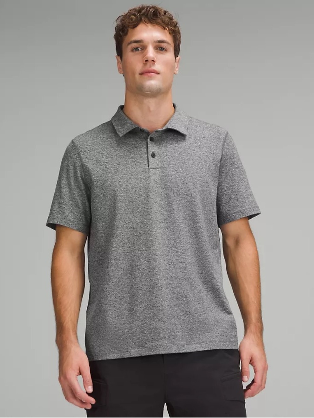 Lululemon Soft Jersey Polo Shirt - XL - Heather Black/Silver